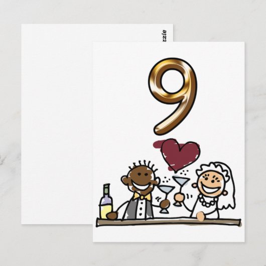 Benutzerdefinierte Tischnummer 9 Postkarten (Vorne/Hinten)