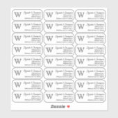 Benutzerdefinierte Transparenz der Monogramm-Rücks Aufkleber (Blatt)