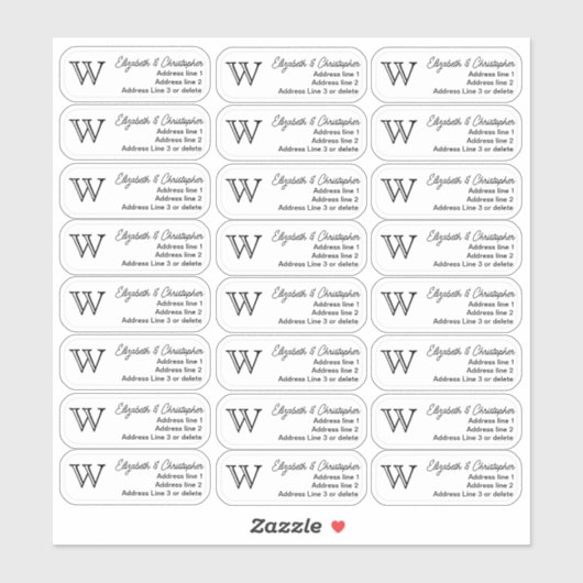 Benutzerdefinierte Transparenz der Monogramm-Rücks Aufkleber (Blatt)