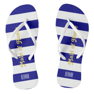 Benutzerdefinierte Trauzeugin Flip Flops - Navy Bl Badesandalen