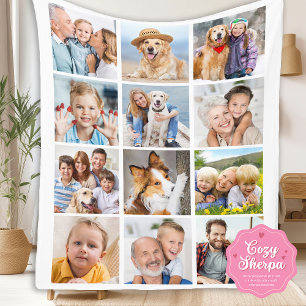 Benutzerdefinierte trendige 12-Fotos-Collage Famil Sherpadecke