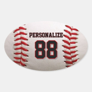 Benutzerdefinierte Trikotnummer und Name Baseballs Ovaler Aufkleber