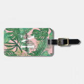 Benutzerdefinierte tropische Palm-Blätter Rosa Mon Gepäckanhänger (Vorderseite horizontal)