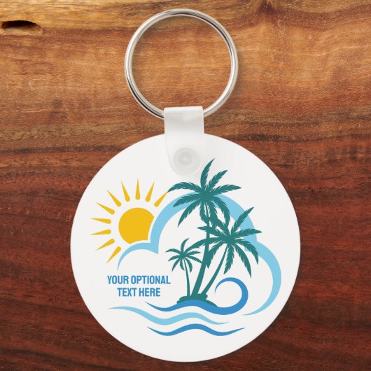 Benutzerdefinierte tropische Textinseln Schlüsselanhänger (Rückseite)