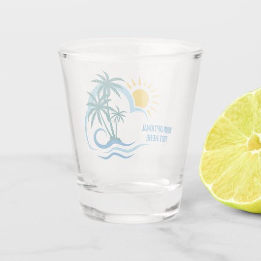 Benutzerdefinierte tropische Textinseln Schnapsglas (Rückseite)