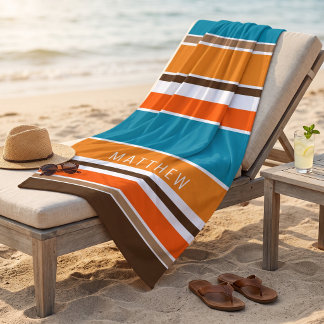 Benutzerdefinierte Türkisblaue Ocker Gelbe Orange Strandtuch