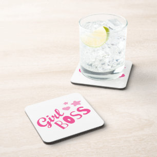 Benutzerdefinierte Typografie für Girl Boss in Ros Getränkeuntersetzer