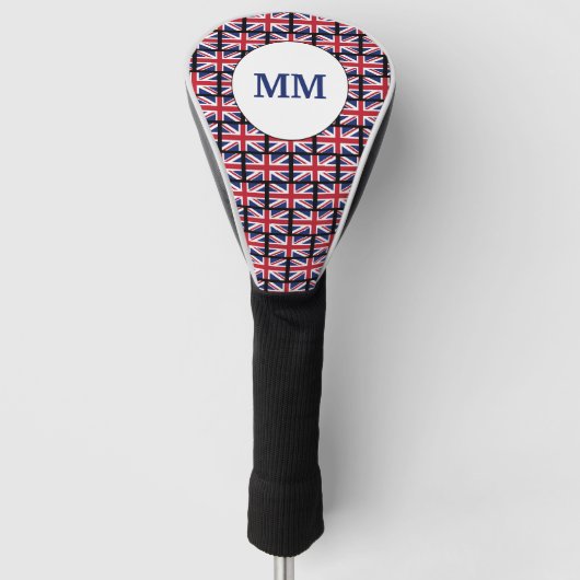 Benutzerdefinierte UK UNION JACK Monogramm DRIVER Golf Headcover (Vorderseite)