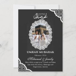 Benutzerdefinierte Umrah Mubarak Fotokarte Schwarz Einladung