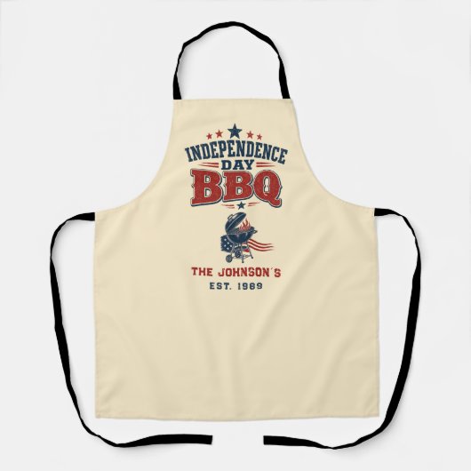 Benutzerdefinierte Unabhängigkeitstag BBQ Beige Fa Schürze (Vorderseite)