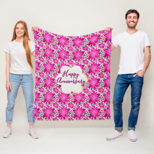 Benutzerdefinierte und personalisierte rosa Blüten Fleecedecke
