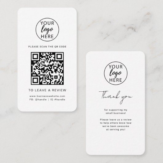 Benutzerdefinierte Unternehmenslogo-QR-Code-Bewert Visitenkarte (Vorne/Hinten)