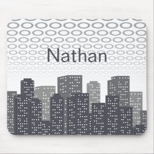 Benutzerdefinierte urbane Stadtlandschaft Graustuf Mousepad