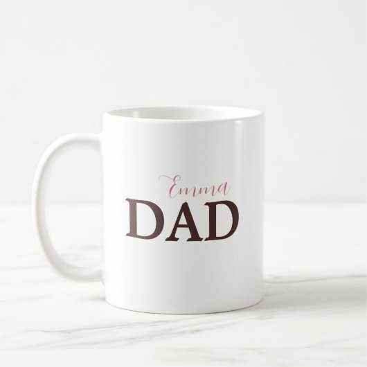 Benutzerdefinierte Vater-Tasse mit Kindername Kaffeetasse (Links)