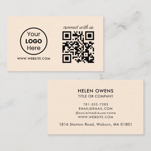 Benutzerdefinierte Verbindung mit QR-Code von uns Visitenkarte (Vorne/Hinten)