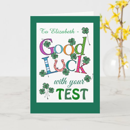 Benutzerdefinierte Viel Glück auf vierblättrigem K Karte (Gelbe Blume)