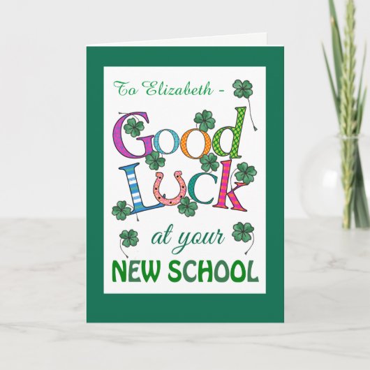 Benutzerdefinierte Viel Glück bei der neuen vierbl Karte (Vorderseite)