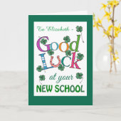 Benutzerdefinierte Viel Glück bei der neuen vierbl Karte (Gelbe Blume)