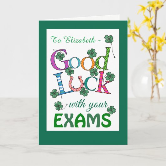 Benutzerdefinierte Viel Glück mit vierblättrigem K Karte (Gelbe Blume)