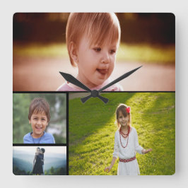 Benutzerdefinierte Vierer-Foto-Acrylwand Quadratische Wanduhr