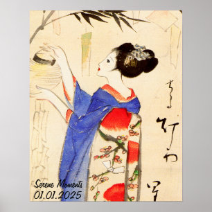Benutzerdefinierte Vintage-Ästhetik Japan Kimono W Poster