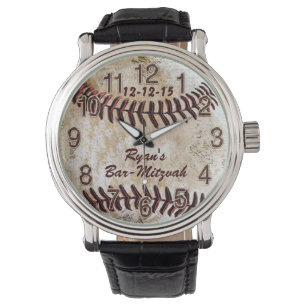 Benutzerdefinierte Vintage-Baseballuhr mit 3 Textf Armbanduhr
