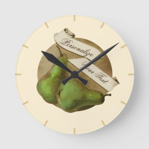 Benutzerdefinierte Vintage-Birnen Retro-Frucht Old Runde Wanduhr
