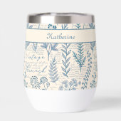 Benutzerdefinierte Vintage Blaue Wildblume Französ (Rückseite)