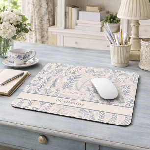 Benutzerdefinierte Vintage Blaue Wildblume Französ Mousepad