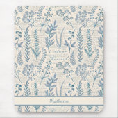 Benutzerdefinierte Vintage Blaue Wildblume Französ Mousepad (Vorne)