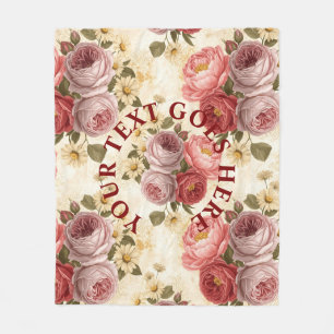 Benutzerdefinierte Vintage-Blumenmuster-Personalis Fleecedecke