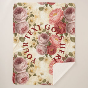 Benutzerdefinierte Vintage-Blumenmuster-Personalis Sherpadecke