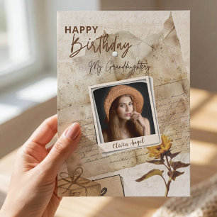 Benutzerdefinierte Vintage-Enkelin-Foto-Geburtstag Karte