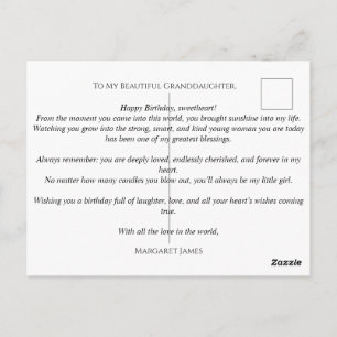 Benutzerdefinierte Vintage-Enkelin-Foto-Geburtstag Postkarte