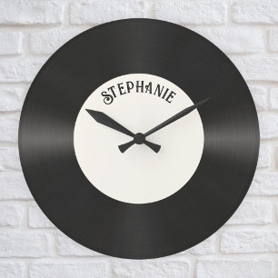 Benutzerdefinierte Vintage-Faux-Vinyl-Schallplatte Große Wanduhr