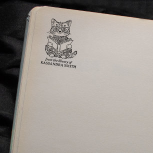 Benutzerdefinierte Vintage Katze aus der Bibliothe Gummistempel