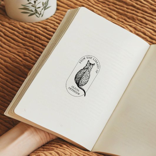 Benutzerdefinierte Vintage Katze aus der Bibliothe Gummistempel