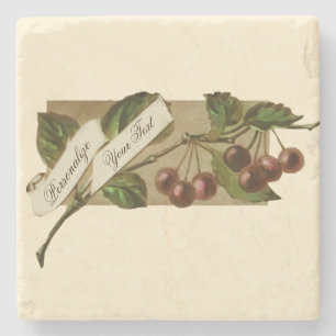 Benutzerdefinierte Vintage-Kirschen Retro-Frucht O Steinuntersetzer
