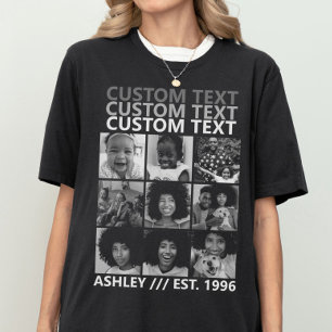 Benutzerdefinierte Vintage-Kollage mit 9 Fotos zum T-Shirt