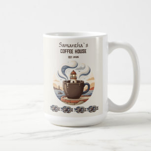 Benutzerdefinierte Vintage-Küsten-Cafe-Merchandise Kaffeetasse