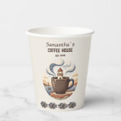 Benutzerdefinierte Vintage-Küsten-Cafe-Merchandise Pappbecher (Vorderseite)
