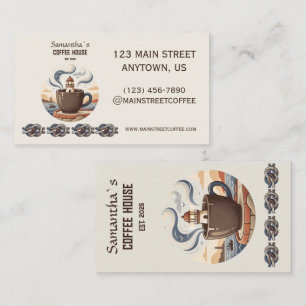 Benutzerdefinierte Vintage-Küsten-Café-Merchandise Visitenkarte