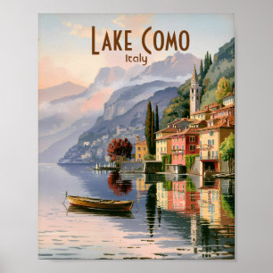 Benutzerdefinierte Vintage-Landschaft am Comer See Poster
