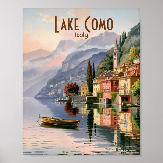 Benutzerdefinierte Vintage-Landschaft am Comer See Poster (Vorne)