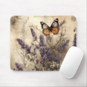 Benutzerdefinierte Vintage-Lavendel-Schmetterlings Mousepad (Mit Mouse)