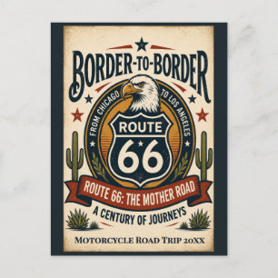 Benutzerdefinierte Vintage Route 66 Border to Bord Postkarte