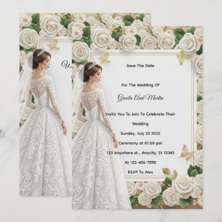 Benutzerdefinierte Vintage-Royal-Hochzeitseinladun Feiertagskarte