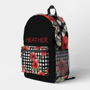 Benutzerdefinierte Vintage Schwarz-Weiß-Schachbret Bedruckter Rucksack