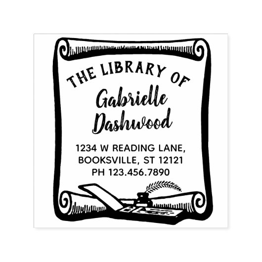 Benutzerdefinierte Vintage Scroll Library für das  Permastempel (Design)