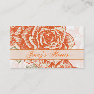 Benutzerdefinierte Vintage-Tangerine-Orange-Rosen Visitenkarte
